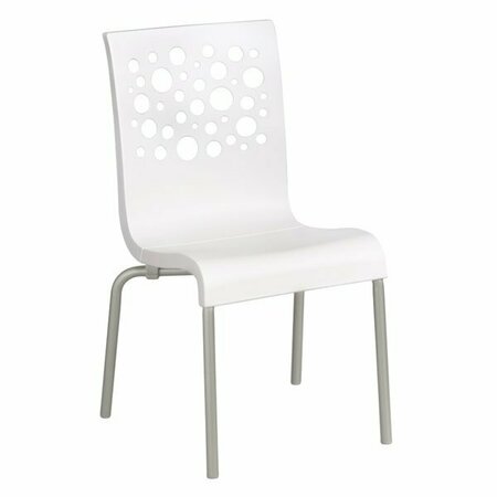 GROSFILLEX US835004 Tempo Stacking Resin Chair with White Back and White Seat - 4/Pack, 4PK 383US021004PK